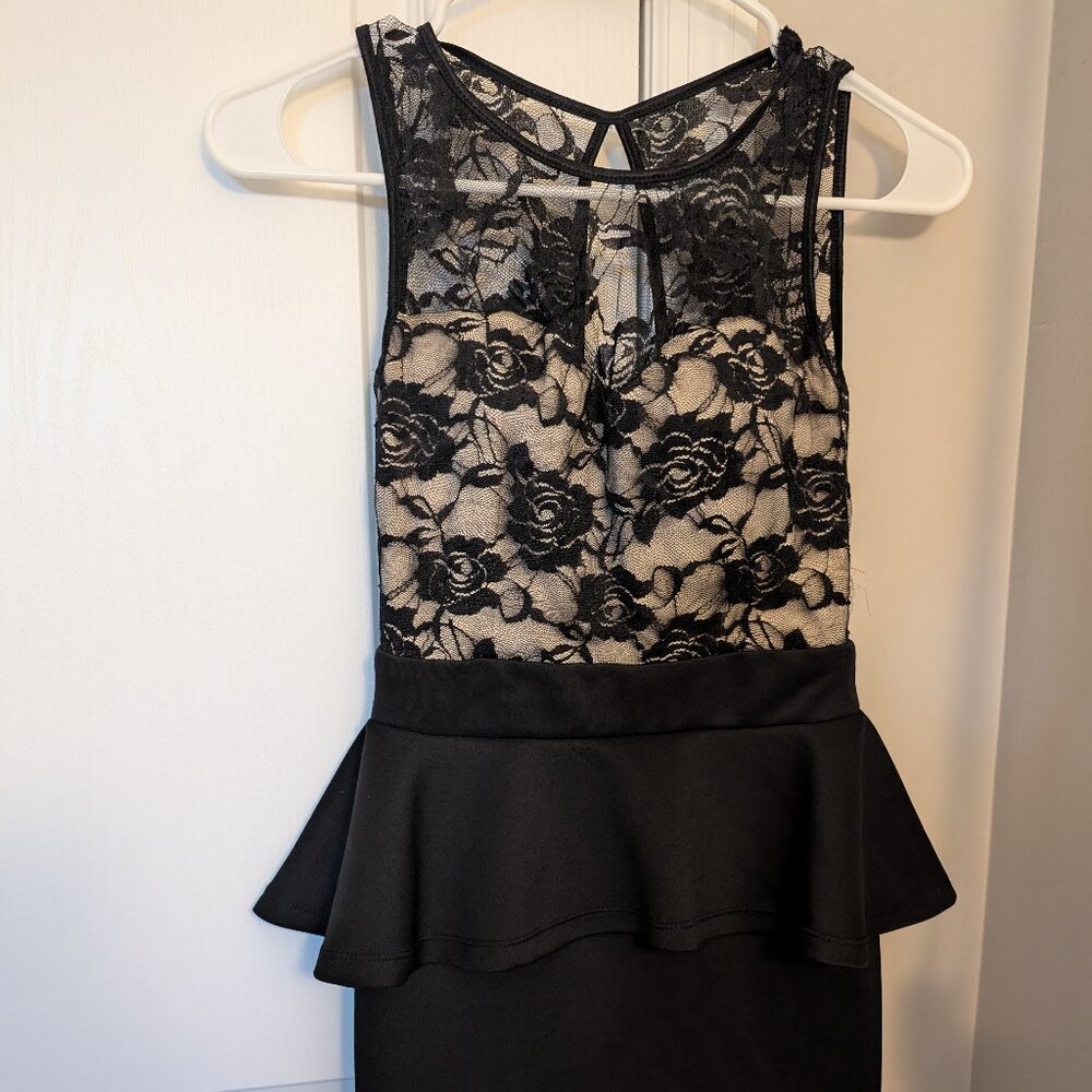 Emerald Sundae Black Dress with Lace